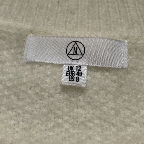 Misguided Cream Fuzzy Beaded Sweater Size 8 - Picture 7 of 10